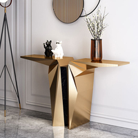 Table d'entrée d'entrée de luxe 3D Italie design haute qualité table console en acier inoxydable brossé or rose
