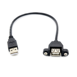Câble d'extension <span class=keywords><strong>USB</strong></span> mâle-<span class=keywords><strong>femelle</strong></span> avec trous de fixation et embouts, conducteur en cuivre, <span class=keywords><strong>USB</strong></span> 2.0, montage sur panneau pour ordinateurs - Product Image 2