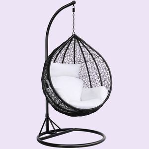Columpio de Interior para Sala de Estar, Columpio de Mimbre para Jardín, Silla Colgante de Mimbre con Soporte - Product Image 2