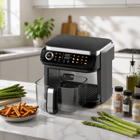 Friteuse à air électrique 5,5 L, format familial, écran tactile numérique, cuisson saine sans huile, nettoyage facile, fenêtre de visualisation