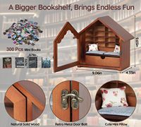 Mini bibliothèque artisanale en bois avec mini livres – Décoration amusante anti-stress, cadeaux pour les amateurs de livres