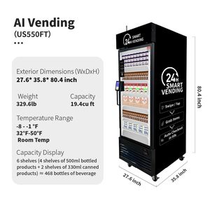 Distributeur Automatique Réfrigéré Intelligent 550FT à Écran Tactile pour Aliments Surgelés, Noir, Autonome, Dégivrage Automatique - Product Image 2