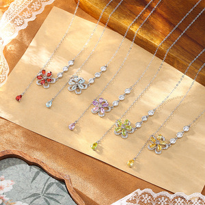 สร้อยคอเงินแท้ S925 ประดับพู่ดอกไม้ห้ากลีบ พร้อมอัญมณีโทแพซสีธรรมชาติ ของขวัญสำหรับแฟนสาว เพื่อนสนิท - Product Image 5