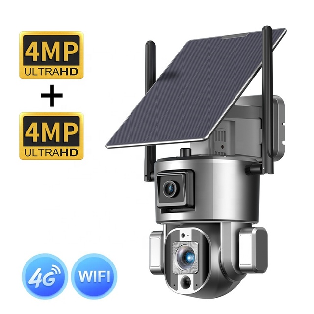 4K Dual Screen HD Solar Power Camera Wifi 20X Optical Zoom IP Camera PTZ CCTV Outdoor Camera with Night Vision