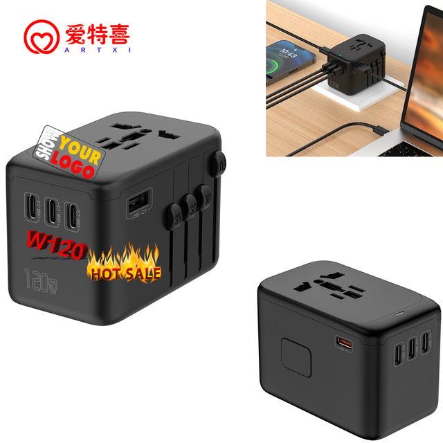 Trending Products 2025 New Arrivals PD120W USB International Travel Adapter With Type C USB 3.0 Adapter/Universal Travel Adapter