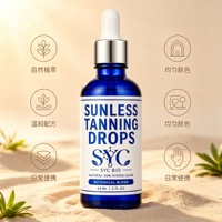 Formule de gouttes autobronzantes OEM avec mélange botanique pour un éclat naturel bronzé soleil, autobronzant visage et corps à absorption rapide