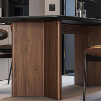 Ensemble table et chaises de salle à manger haut de gamme italien moderne minimaliste en bois massif couleur noyer et dalle de pierre pour usage en restaurant, Nouveauté 2024