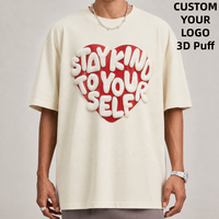 T-shirt personnalisé avec logo en impression 3D en relief, t-shirt en coton de haute qualité, t-shirt décontracté à manches courtes pour homme, t-shirt uni et ample pour homme