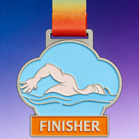 Médaille personnalisée moderne/ancienne en alliage de zinc pour compétition de natation avec motif de plongeur en piscine
