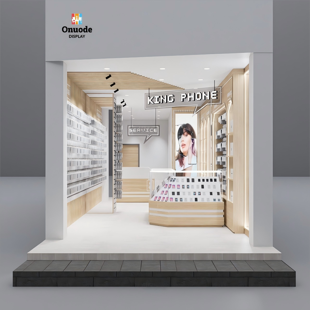 Creative Mobile Phone Display Counters Sleek Showcases Modern Interior Design Mobile Shops Stainless Steel MDF Eco-Friendly