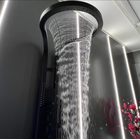 Tiktok Offre Spéciale noir 304 acier inoxydable mural multifonction salle de bain cascade pluie pommeau de douche ensemble panneau système