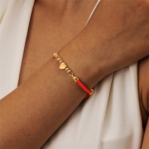 Custom Lucky <b>Bracelet</b> Gold Plated Stainless Steel Letter M Heart Charm Beads <b>String</b> <b>Bracelet</b> - Product Image 4