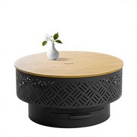 Table de foyer extérieure moderne en fer et bois OutVue 32 pouces avec couvercle grill, housse imperméable et pique-foyer - Barbecue d'extérieur