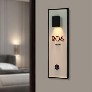 Elektronische houten slimme hotelwandkamerdeur LED-nummerborden DND MUR gastenservice deurplaatjes met deurbel - Product Image 1