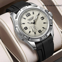 Montre à quartz pour homme, boîtier en alliage, cadran de 42 mm, aiguilles à pointeurs, bracelet en silicone, résistance à l'eau 3 BAR