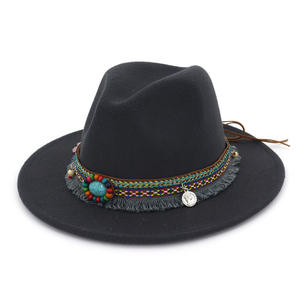 Teal Gemstone Tissue Hat <span class=keywords><strong>Band</strong></span> Hombre hecho Fool <span class=keywords><strong>Felt</strong></span> Fedora Sombreros para mujeres - Product Image 3