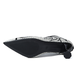 Nuovi Arrivi Eleganti <span class=keywords><strong>Tacchi</strong></span> Alti da Donna con Tacco Sottile, Sfondo Bianco con Motivo Nero Intrecciato, per Ufficio <span class=keywords><strong>e</strong></span> Vita Quotidiana M-XJ-06 - Product Image 3