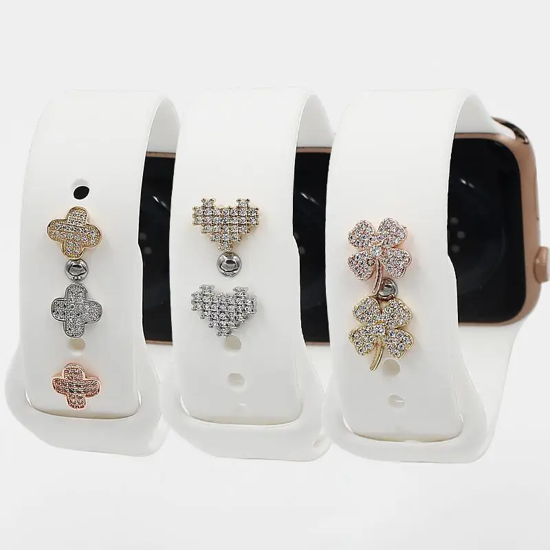 Coolyep Custom Fashion Metal Decorative Butterfly Star Diamond Studded Watch Charms Studs for Apple Watch Band Opp Bag 10pcs