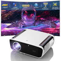 Projecteur LED Android 14 OS 1850 ANSI, entièrement étanche, avec commande vocale, prise en charge 4K, compatible Google TV pour la maison, le bureau et les réunions
