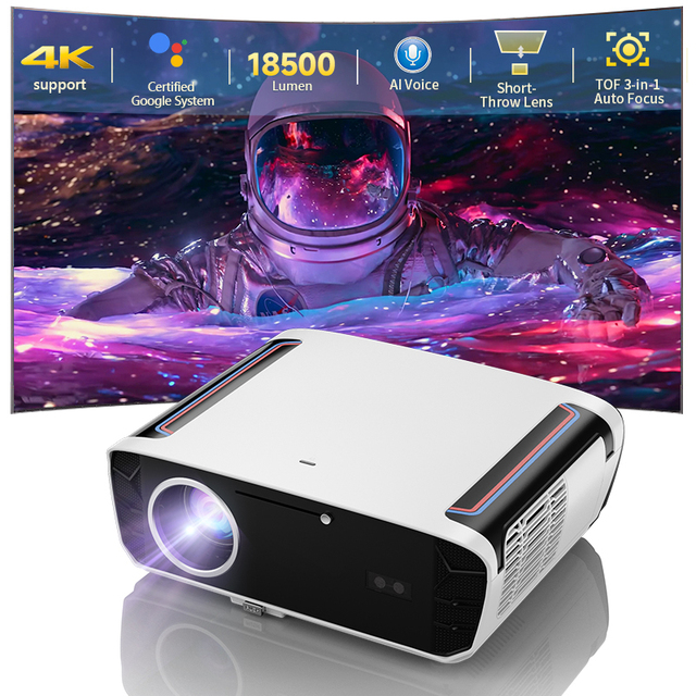 Android 14 OS LED Projector 1850ANSI Full Sealed Voice Control 4K Support Home Office Meeting Compatible Google TV