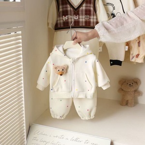 Ensemble deux pièces mignon à pois pour bébé fille, sweat-shirt à capuche et <span class=keywords><strong>pantalon</strong></span> de jogging, printemps-automne - Product Image 5