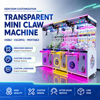 Mini machine à griffes transparente rose à monnayeur, jeu de récompenses pour un joueur, pour salle d'arcade