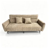 Canapé-lit carré moderne et écologique en tissu chenille tufté avec cadre en bois massif durable et rembourrage en éponge, 3/4 places, inclinable, pour salon