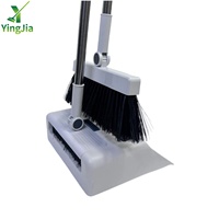 YINGJIA Vente directe Ensemble balai et pelle pliables à long manche, pelle à déchets en plastique coupe-vent pour le nettoyage des sols domestiques