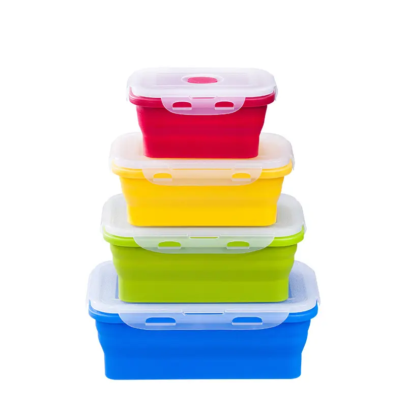 Silicone Foldable Portable Lunch Box Microwave Oven Food Storage Container Lunch Boxes