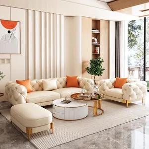 Foshan city supplier modern living room super comfortable 1 2 3 seater stool luxury leather sofa set