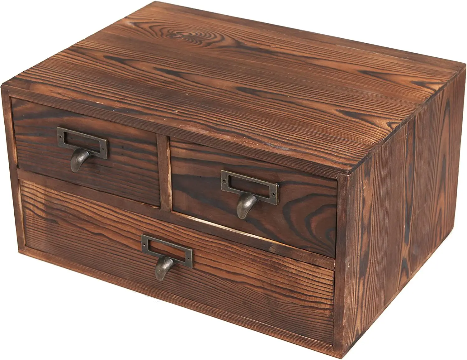 Armadietto di stoccaggio in legno con 3 cassetti da tavolo da banco per gioielli scatola di organizzazione di stoccaggio per le forniture di Home Office