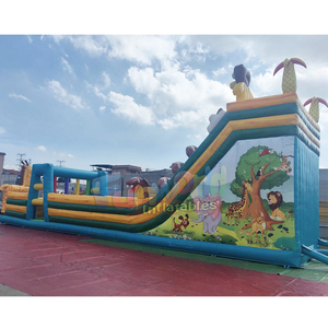 Giant outdoor jungle bouncy castle slide combo parcours d'obstacles gonflable <b>inflatable</b> safari obstacle course - Product Image 3