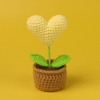 Plante en pot moderne en coton tricoté à la main en forme de cœur, remplie au crochet, écologique - Fête des Mères, Noël, Saint-Valentin, Nouvel An