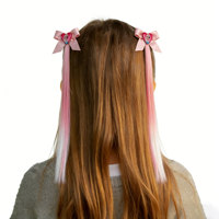 Extension de cheveux Princesse Elsa La Reine des Neiges, pince à cheveux nœud rose et attache de queue de cheval tressée, accessoires de déguisement pour filles
