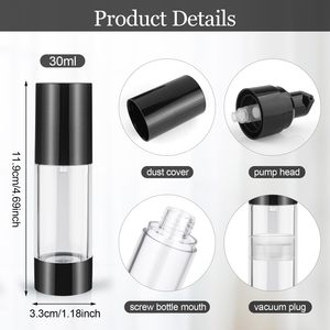Wholesale Luxury PET Plastic <b>Vacuum</b> Airless <b>Pump</b> Bottle Transparent Screen Printed Custom Logo Skin Care Serum & Lotion - Product Image 2