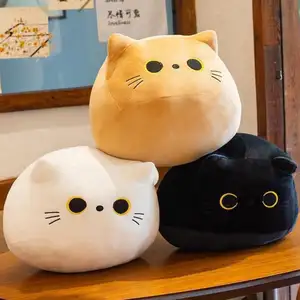 Almofadas de pelúcia para gatos, atacado personalizado, kawaii, marrom, branco, preto, gato, brinquedo de pelúcia, para decoração de carro, escritório