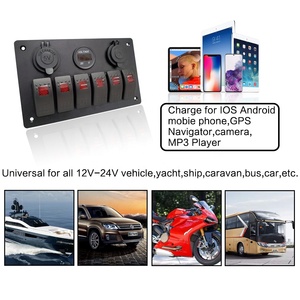 Amomd 6 Gang Waterproof LED <strong>Rocker</strong> Switches Car Boat Power Socket On-Off Function 12V 20A Max Current Switch <strong>Panel</strong> - Product Image 6