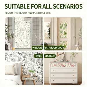 Papel Tapiz Autoadhesivo de Vinilo con Diseño Floral Botánico Blanco, 44x1000 cm, Impermeable, Minimalista para Dormitorio - Product Image 2