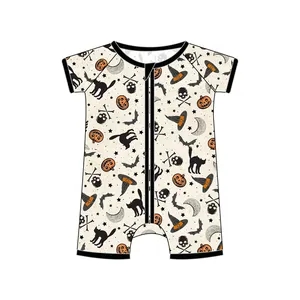 New Baby Bamboo Spandex Material Hallowmas Pajamas New Design Baby Zipper Romper And Dress Bodysuit Collections