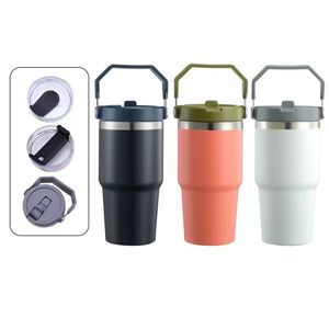 Vaso de acero inoxidable de 20oz y 30oz con pajita, botella de agua para el hogar aislada al vacío, oficina o coche, taza reutilizable con pajita - Product Image 5