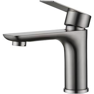 Robinet de lavabo monotrou gris bronze en acier inoxydable avec cartouche en laiton, à poser sur le comptoir, pour hôtels et salles de bain résidentielles - Product Image 3