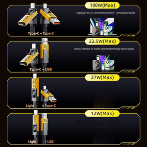 16 Nylon Bện Kẽm Vật Liệu Hợp Kim Chất Lượng Cao Pd 27W Để 65W 4 Trong 1 USB LED Điện Hiển Thị Nhanh Chóng Sạc Cáp Dữ Liệu Cho Điện Thoại - Product Image 2