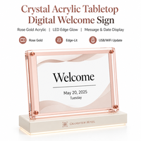 Panneau de bienvenue en acrylique cristal avec éclairage LED or rose, support d'affichage pour réception d'hôtel et mariage, insert interchangeable