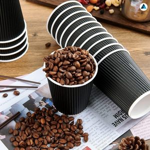 Couvre-gobelet en papier kraft pour café chaud, personnalisé avec logo, de qualité alimentaire, recyclable, jetable, à double paroi, imperméable, 6oz/8oz/12oz/16oz/20oz - Product Image 5