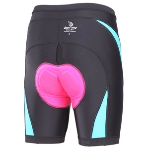Pantalones Cortos de Ciclismo para Mujer, Cintura Media, Negros con Paneles Azul Claro, Poliéster, Impermeables, Secado Rápido, Corte Regular, Cintura Elástica, Cierre de Cremallera - Product Image 2