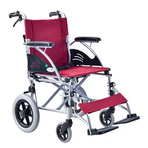 Kursi roda aluminium nyaman untuk orang tua dengan roda belakang 12 inci Pu (roda terintegrasi)