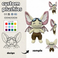 Fabricant de jouets en peluche personnalisés : Mini-porte-clés en peluche articulé en forme de chauve-souris, thème fantaisie, cadeaux de carnaval, vente en gros