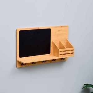 Pizarra Rectangular Multifuncional de Bambú <span class=keywords><strong>para</strong></span> Montar en la Pared con Ganchos <span class=keywords><strong>para</strong></span> <span class=keywords><strong>Llaves</strong></span> y Estante de Almacenamiento de Tela <span class=keywords><strong>para</strong></span> Sala de Estar o Entrada - Product Image 3