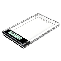 Enclosure Hard Drive SATA 2.5 Inch ke USB 3.0/3.1/3.2 untuk HDD/SSD 7/9.5mm, Tipe C Tanpa Alat dengan Casing Hard Disk Transparan dan LCD