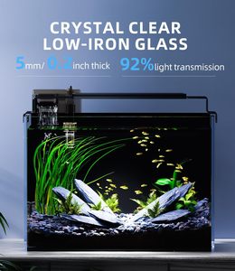 Kit d'aquarium moderne d'intérieur de 5 gallons avec filtre, lumière LED, minuterie, aspirateur à <span class=keywords><strong>siphon</strong></span>, couvercle, nettoyage automatique, aquarium sans bordure en verre <span class=keywords><strong>pour</strong></span> betta - Product Image 4